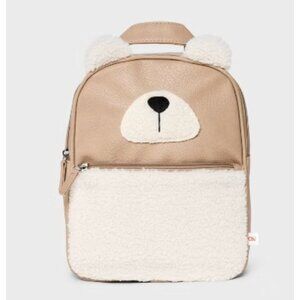 CAT & Jack Cream/Brown: Faux plush 11" Mini Shearling Bear Backpack